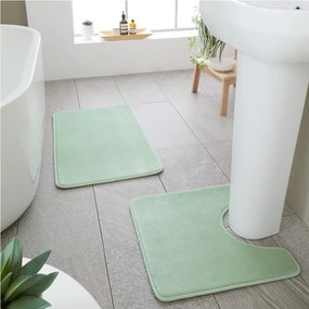 Covorașe de baie verde-deschis pentru WC 2 buc. din spumă cu memorie 50x80 cm Anti-Bacterial – Catherine Lansfield