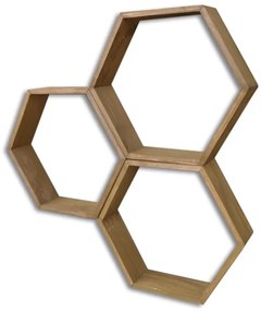 SET 3x raft de perete maro din molid