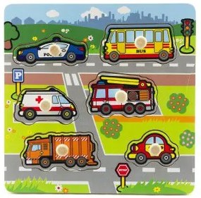 Primele mele mașini din lemn 6buc 22,5x22,5x2,5 cm 12luni