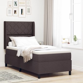 vidaXL Pat cu saltea , maro închis 90x200 cm din țesătură