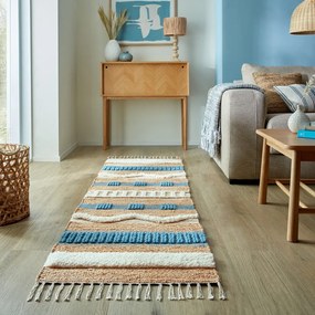 Covor tip traversă albastru/în culoare naturală țesut manual din amestec de iută 60x230 cm Medina Jute – Flair Rugs