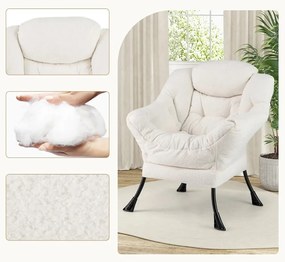 Fotoliu relax cu suport pentru picioare, alb