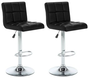 vidaXL Scaune de bar, 2 buc., negru, piele ecologică