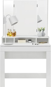 Toaletný stolík Marla s trojitým zrkadlom v bielej farbe bez stoličky