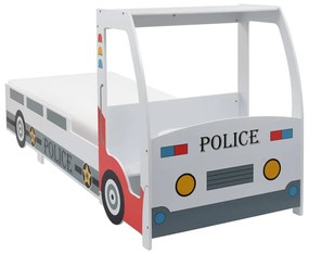 Pat copii masina politie cu saltea, 7 Zone H2 H3, 90x200 cm