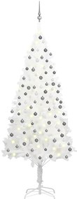 vidaXL Brad de Crăciun pre-iluminat artificial, set globuri alb 210 cm