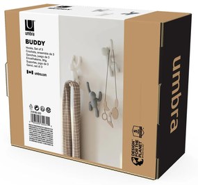 Cârlige 3 buc. de montat pe perete din plastic Buddy – Umbra