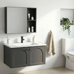 Set mobilier de baie cu lavoar Denver 80cm Grey
