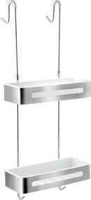 Etajera dus dubla cu agatatoare Ferro Emotion alb - inox