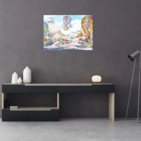 Tablou pe sticlă - Expediție în nori (70x50 cm)