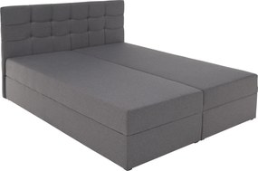 Pat boxspring, 160x200, ţesătură gri, KAMILIA