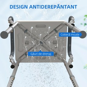 HOMCOM Scaun Reglabil de Duș cu Mânere, Multicolor | Aosom Romania