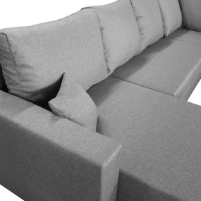 Canapea colțar extensibilă universală în formă de U SEYA, cu spațiu de depozitare, gri