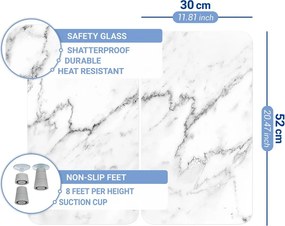 Set 2 protecții din sticlă pentru aragaz Wenko Marble, 52 x 30 cm