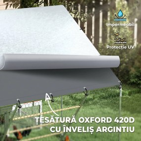 PawHut Coteț pentru Găini cu Copertină Impermeabilă și Rezistentă la UV, 300x200x195 cm, Argintiu | Aosom Romania