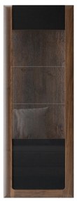 Vitrină Kassie Typ 05 (negru lucios + nuc columbia) (cu iluminat). 1108360