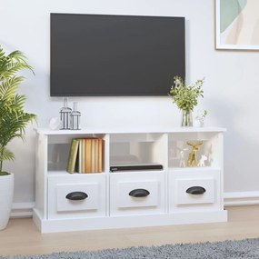 Comoda TV, alb extralucios, 100x35x50 cm, lemn prelucrat