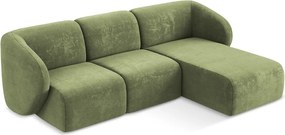 Colțar verde cu tapițerie din chenille (cu colț pe partea dreaptă/cu șezlong) Lani – Makamii