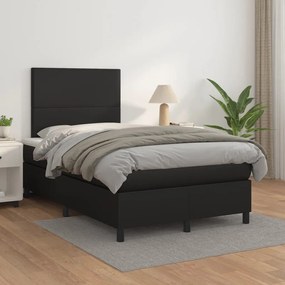 3142713 vidaXL Pat box spring cu saltea, negru, 120x200 cm, piele ecologică