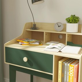 AIYAPLAY Set birou și scaun pentru copil cu rafturi de depozitare și sertar, mobilier pentru copii de la 3 la 10 ani, verde | Aosom Romania