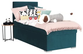 Pat boxspring, pat de o persoană, verde, 80x200, dreapta, SAFRA