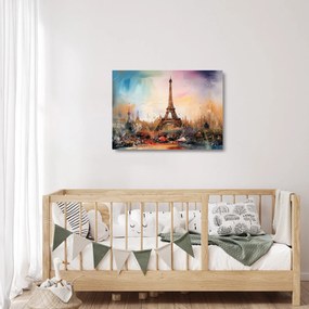 Tablou pe sticlă - Pictură a Turnului Eiffel (70x50 cm)