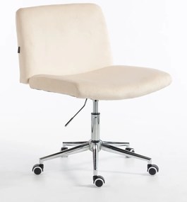 HR150K Scaun Crem din Catifea cu Bază Cromata