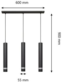 Lustră LED pe cablu TUBA 3xGU10/4,8W/230V neagră/crom