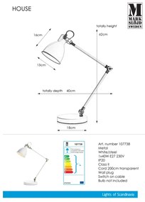 Markslöjd 107738 - Lampă de masă HOUSE 1xE27/40W/230V