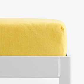 Goldea cearceafuri de pat din terry cu elastic - galben deschis 200 x 220 cm