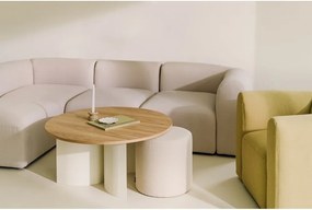 Măsuță de cafea crem/în culoare naturală rotundă cu blat cu aspect de lemn de frasin ø 95 cm Gavo – noo.ma