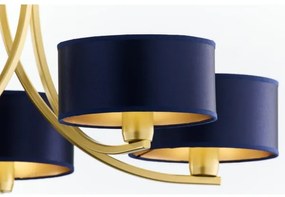 Jupiter 2094 - Candelabru ARTHUR suspendat cu lanț, 5xE27/15W/230V, albastru/auriu