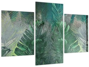 Tablou - Textura de beton cu frunze (90x60 cm)