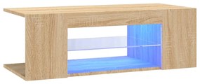 804241 vidaXL Comodă TV cu lumini LED, stejar Sonoma, 90x39x30 cm