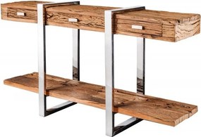 Consola design high-tech din metal si lemn masiv, Barracuda 145cm