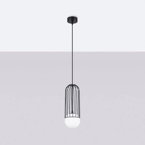 Lustră albă/neagră cu abajur din sticlă Belinda – Sollux