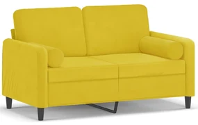 3200877 vidaXL Canapea cu 2 locuri cu pernuțe, galben, 120 cm, catifea
