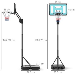 SPORTNOW Basket Reglabil Antiruptură, Bază Grea | Aosom Romania