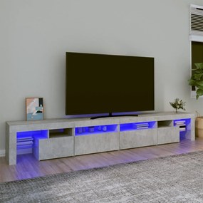 3152821 vidaXL Comodă TV cu lumini LED, gri beton, 260x36,5x40cm