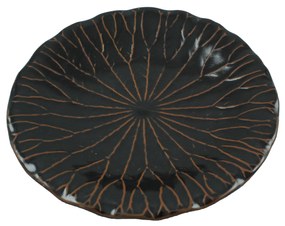 Platou frunza de lotus din ceramica neagra 26 cm
