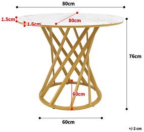 Masă rotundă de dining, Alb+Auriu | Aosom Romania
