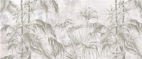 Tablou - Plante tropicale pe perete gri (120x50 cm)