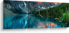 Tablou - Lac turcoaz (cu ceas) (90x30 cm)