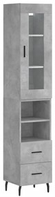 3199317 vidaXL Dulap înalt, gri beton, 34,5x34x180 cm, lemn prelucrat