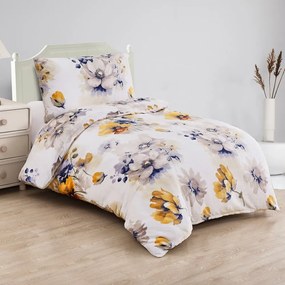 Lenjerie de pat albă din micropluș/cocolino pentru pat de o persoană 140x200 cm Blossom – My House