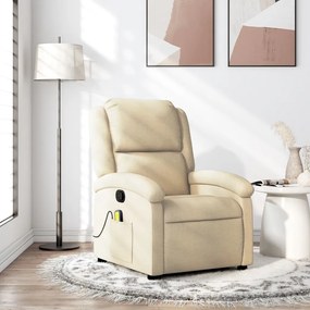 vidaXL Fotoliu rabatabil de masaj, crem, material textil