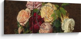 Tablou - Henri Fantin-Latour, Roses de Nice on a Table, reproducere (cu ceas) (90x30 cm)