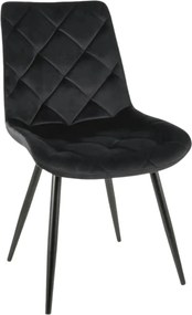 Scaun RALPH, negru, stofa catifelata/metal, 51x42x88 cm