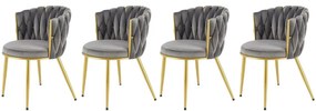 Set 4 scaune K517 velvet gri/auriu