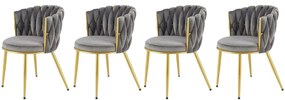 Set 4 scaune K517 velvet gri/auriu